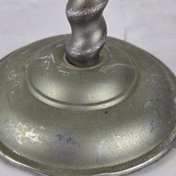 Pair of Vintage Aluminum Taper Candlestick Holders Twisted Body Style - Picture 4 of 14